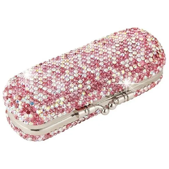 NWT Sparkling Crystal Rhinestone Bling Pink Stocking Stuffers Makeup Bru… - Picture 6 of 17